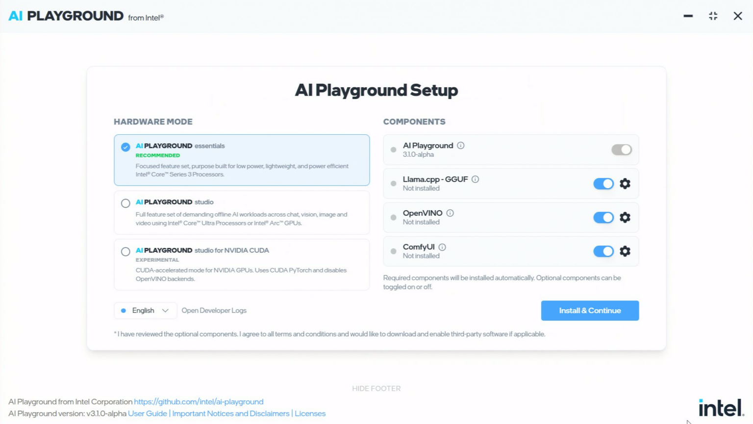 AI Playground Essentials, For Intel Core Series 3 Processors | Intel ...